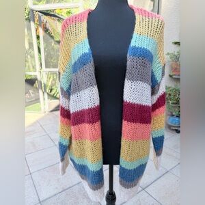 Elan Multicolor Striped Cozy Cardigan Sweater